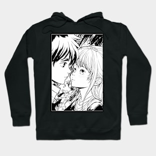 Cute Manga Sweethearts Couple in Black and white Hoodie